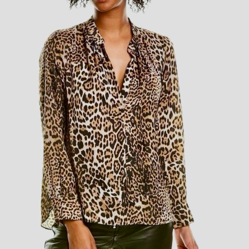 Zadig & Voltaire Tink Satin Leopard Print Blouse